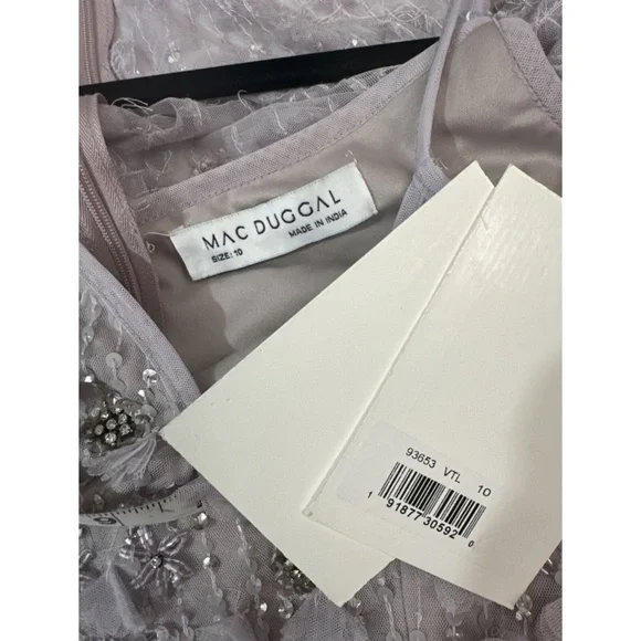 NWT $698 Mac Duggal [ 10 ] Embellished Cape Sleeve Trumpet Gown in Lilac Purple‎ - Picture 7 of 16
